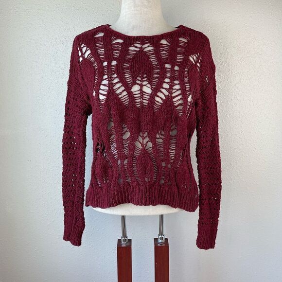American Eagle Maroon Loose Knit Sweater Size XS EUC - Picture 1 of 8